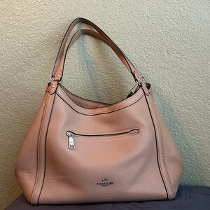 Coach Tan Leather Hobo Bag with Silver Accents